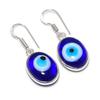 Blue Evil Eye Gemstone 925 Sterling Silver Jewelry Earring 1.46"