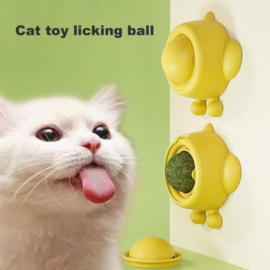 Натуральный шарик для облизывания кошек, вращающийся шарик для еды с кошачьей мятой, болюс для чистки зубов, клейкая зубная паста для моляров для кошек с крышкой