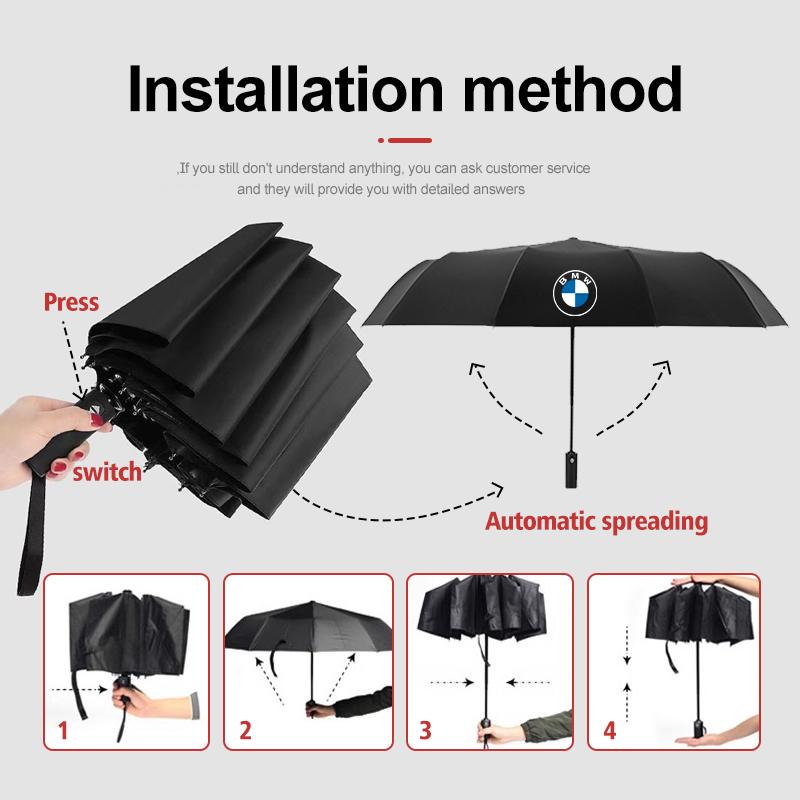 UIDM1 12 Bone Car Logo Automatic Umbrella Folding Windproof Sunshade For BMW G30 G20 M3 M5 E91 E92 E93 E36 E70 X3 X4 X5 X1 E39 F30