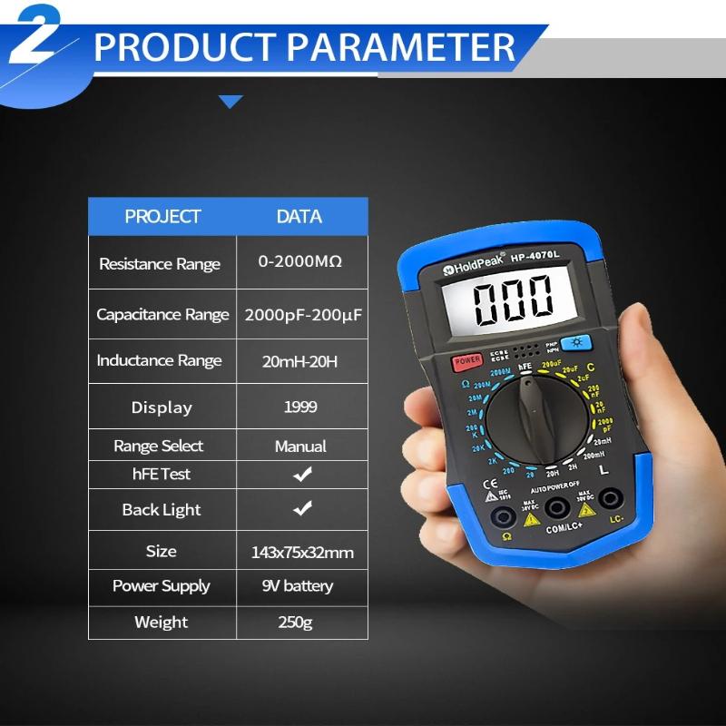 Professional Capacitance Measurement Multimeter LCR Digital Bridge, Resistance Fault Detection Instrument Tools for Electronic Repairs Digital Display
