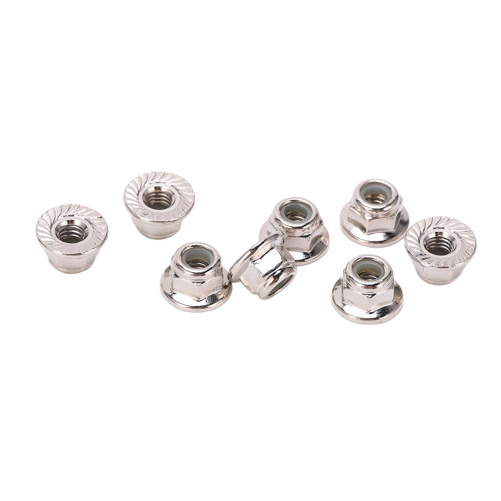 8PCS Metal M4 Wheel Lock Nut Flange Nylon Lock Nuts for Arrma Typhon 110 RC Car PartsSilver