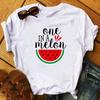2023 New Women T-Shirt Watermelon One In A Melon Cartoon Printed Top Female T Shirts Harajuku Streetwear O-Neck Short Clothes