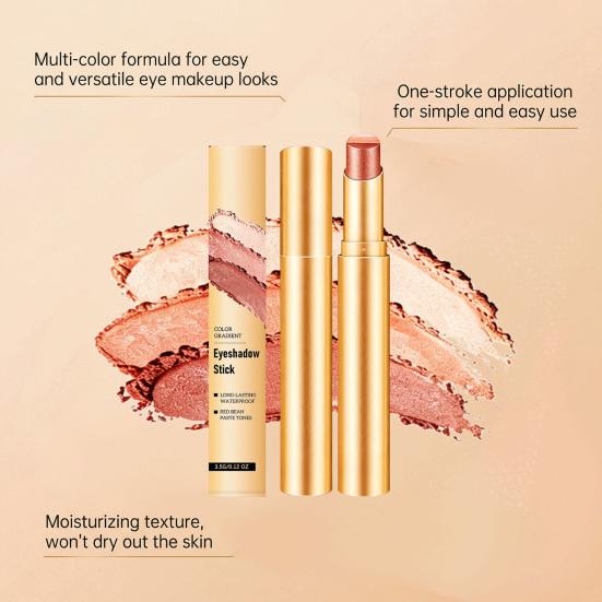 3.5G Eyeshadow Stick for Women, 3 Color Gradient Glitter Eye Shadow Stick, Long Lasting Waterproof Eye Shadow Pen, Eye Make Up Tools
