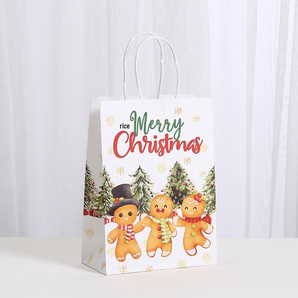 Christmas Gingerbread Man Kraft Paper Tote Bag for Gifts and Shopping