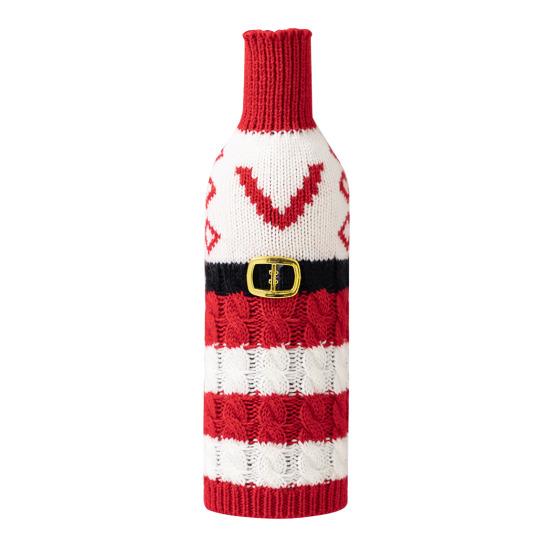 Рождественский чехол для бутылки вина, многоразовый вязаный чехол с буквами, праздничный декор стола