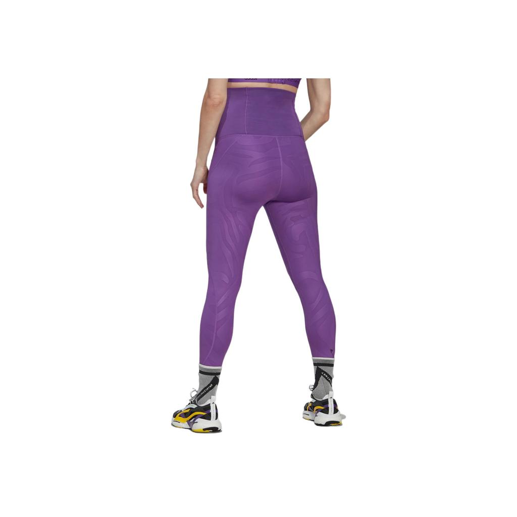 Adidas Эластичные брюки для фитнеса с высокой талией и принтом логотипа для беременных, женские брюки фиолетового цвета HI6025