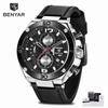 BENYAR Mens Quartz Sports Watches Men Leather Band Watch Men Waterproof Military Wristwatch