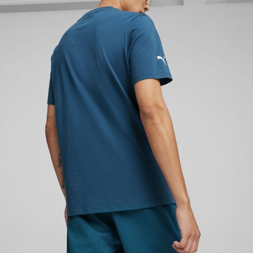 Puma Letter Print Logo Design Casual Round Neck Short Sleeve T-Shirt Men Tops Ocean-Blue 623754-07