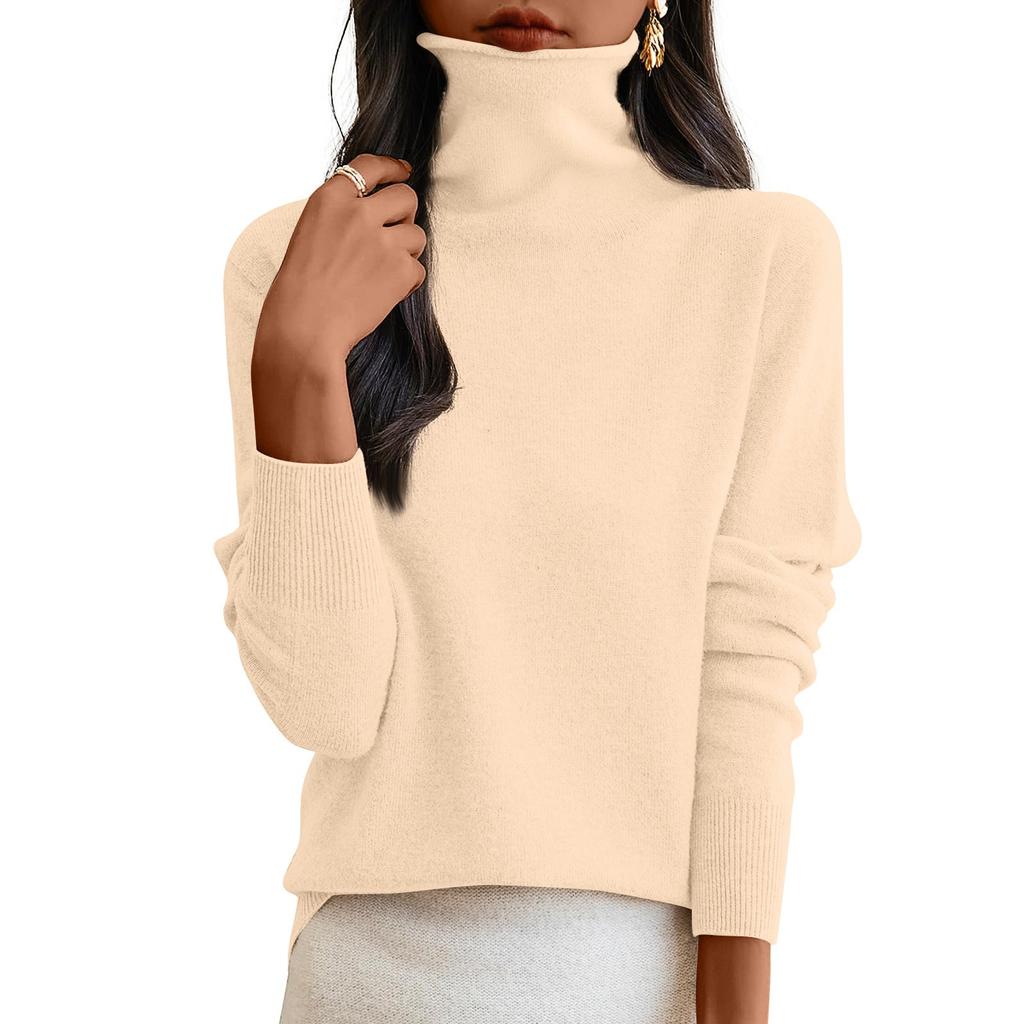 Women's Slim Fit Temperament Wool Long Sleeve Seamless Turtleneck Sweater