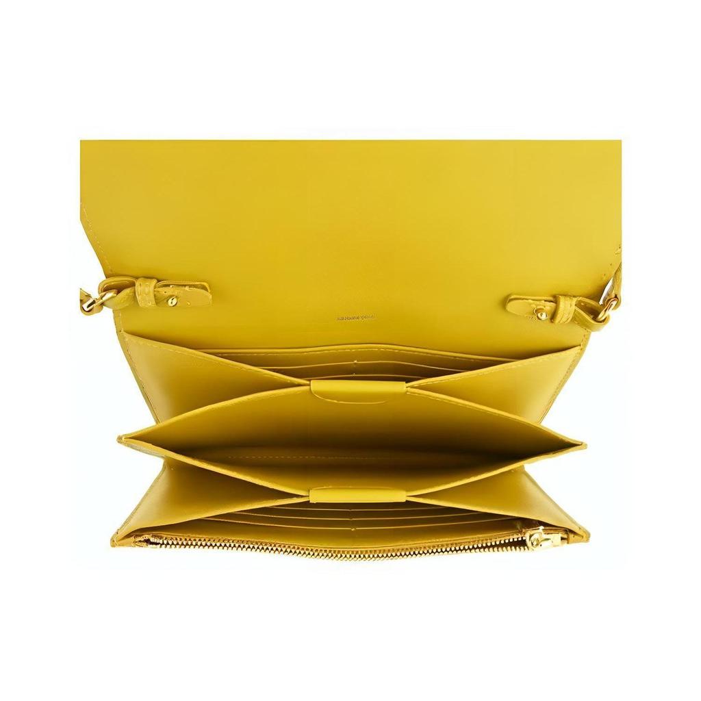 Burberry Logo Print Leather Crossbody Wallet Bag Mustard Yellow Gold Hardware Fashion Daily Use 80463081