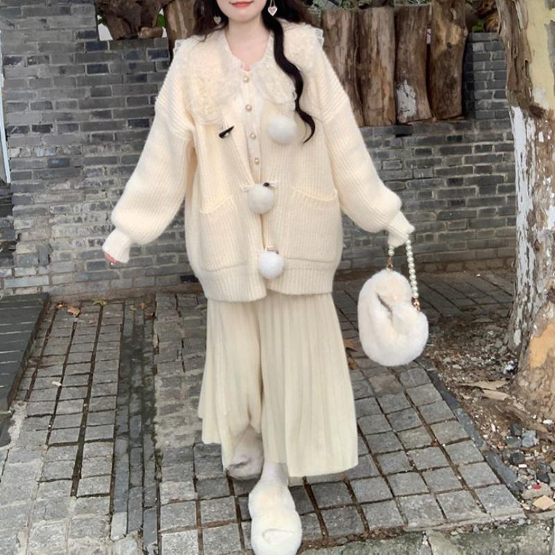 Кавайный свитер, кардиган, женский японский модный свитер с v-образным вырезом и плюшевыми пуговицами, милый свободный вязаный свитер с длинными рукавами, зимний розовый топ