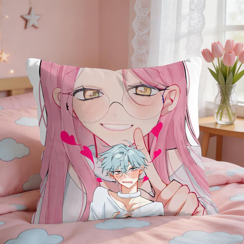 Alien Stage Mizi Anime Girl Pink Cushion Cover Square Short Plush Pillow Case Living Room Sofa Home Decor Funda X