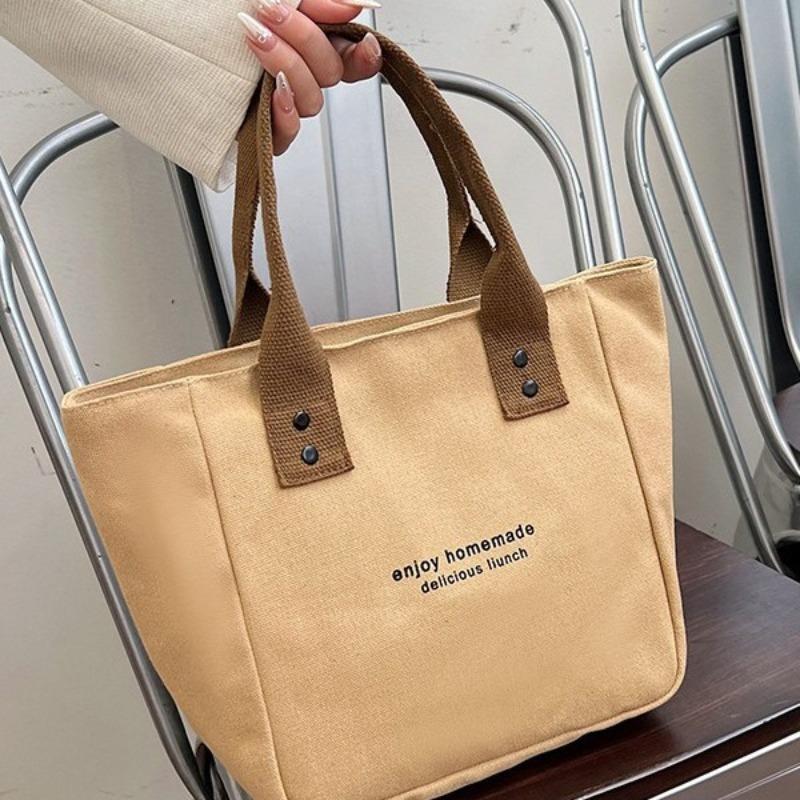 Original Thickened Bento Bag Tote Canvas Bag Leisure Student Simple Handbag One Shoulder Crossbody Bag