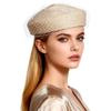 HIMESPORT Women's Elegant Bridal Straw Fascinator Hat with Veil | Wedding Church Hat & Formal Tea Party Headpiece