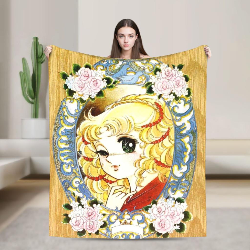 Candy Candy Cartoon Flannel Blanket Anime Fashion Throw Blanket for Sofa Bedding Lounge 125*100cm Quilt