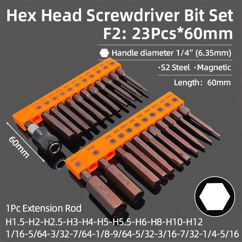 Набор шестигранных бит, торцевой шестигранный ключ, набор отверток, метрический шестигранный хвостовик SAE, магнитная отвертка, электрическая дрель из стали S2, ручные инструменты