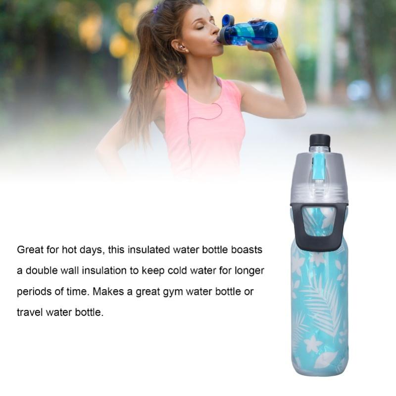 ПЭ-бутылка для распыления воды, спрей, спортивная бутылка для воды, многоразовая, охлаждающая, с двойными стенками, с петлей для переноски