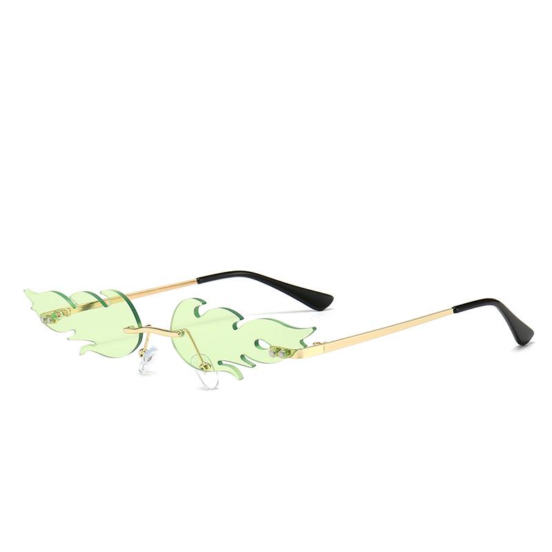 Women Rimless Wave Sun Glasses Luxury Fashion Metal Shades Vintage Women Mirror Eyewear UV400 2020 Hot Fire Flame Sunglasses