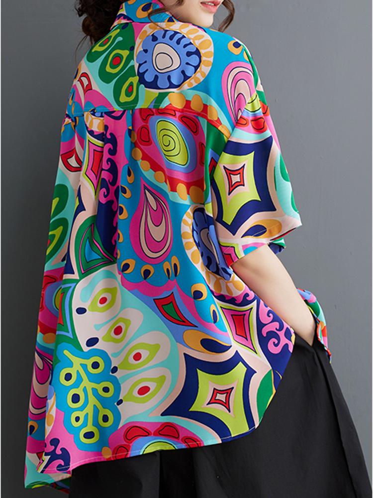 Xitao Модная свободная повседневная женская рубашка с принтом нерегулярной формы WLD20202