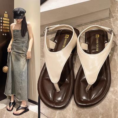 Женские повседневные уличные пляжные сандалии 2025 лето роскошные гладиаторские корректирующие шлепанцы римские туфли на плоской подошве вьетнамки zapatos de mujer