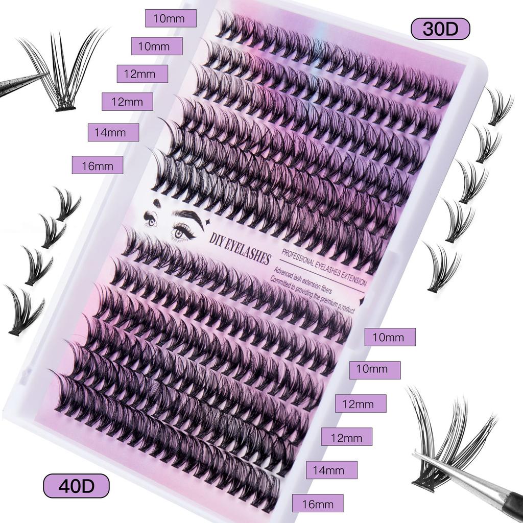 240 Tufts 3040D Single Tufts False Eyelashes 10-14Mmdiy Segmented Multi-Hair Natural Thick Eyelashes