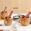 Convenient Wooden Mortar and Pestle Set Practical Spice Grinder Garlic Pounder Jar Kitchen