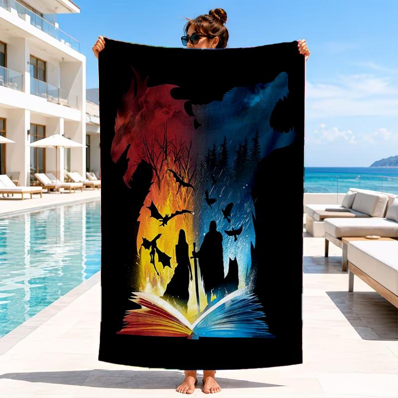 Game Of dragon Fantasy Beach Towel, Microfiber Beach Towel, Perfect For Pool, Beach, Travel, Home Decor Beach Party Fan gifts