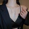 Элегантное колье с кисточкой в форме капли воды с цирконами: Двухслойная цепочка на ключицы в стиле легкой роскоши