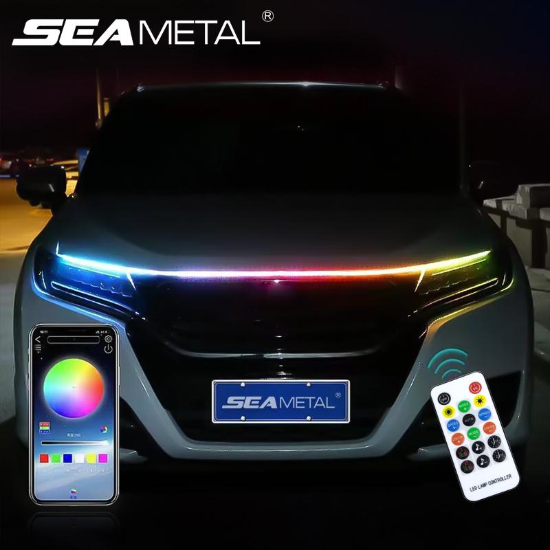 SEAMETAL Светодиодная лента на капот автомобиля, сквозная, модифицированная, передняя фара, гибкая декоративная лампа, автомобильные дневные ходовые огни
