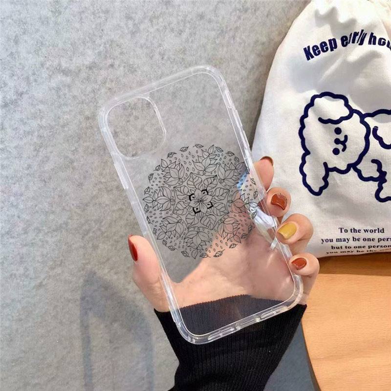 Чехол для телефона с изображением цветов мандалы art line, прозрачный мягкий чехол для iphone 12 11 13 7 8 6 s plus x xs xr pro max mini