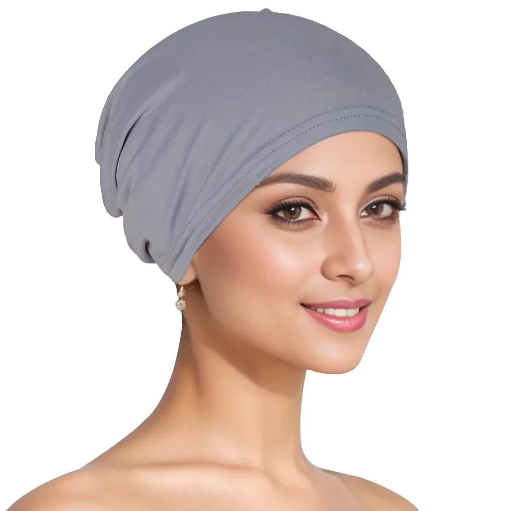Muslim Turban Cap for Women Monochromatic Pullover Cap Hijab Hat Female Turban Fashion Accessories New