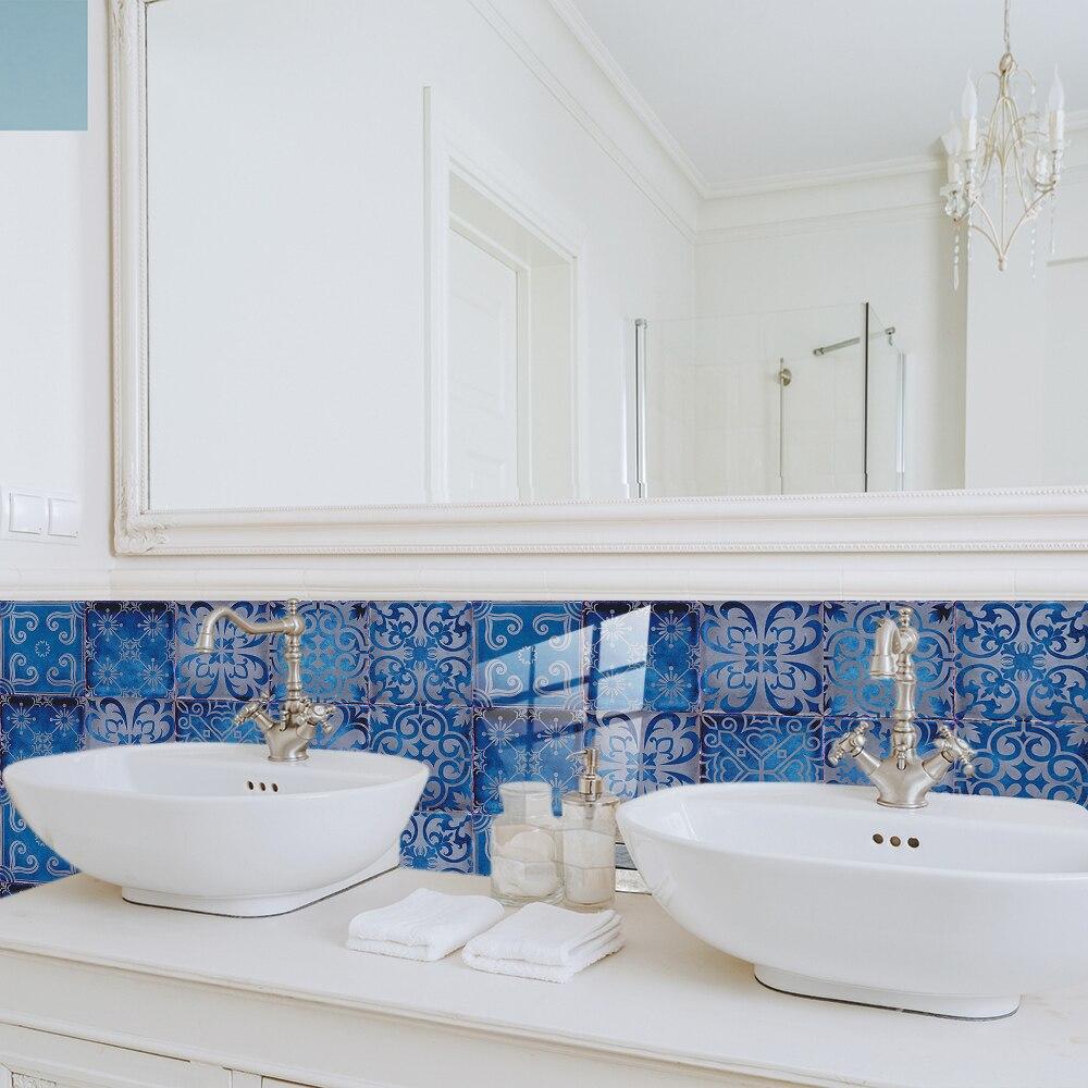 10 шт./набор Наклейка на плитку Dream Blue Кухонный фартук Маслостойкий Водонепроницаемый Декор для дома Наклейки на стены Сними и наклей Художественная фреска KTY