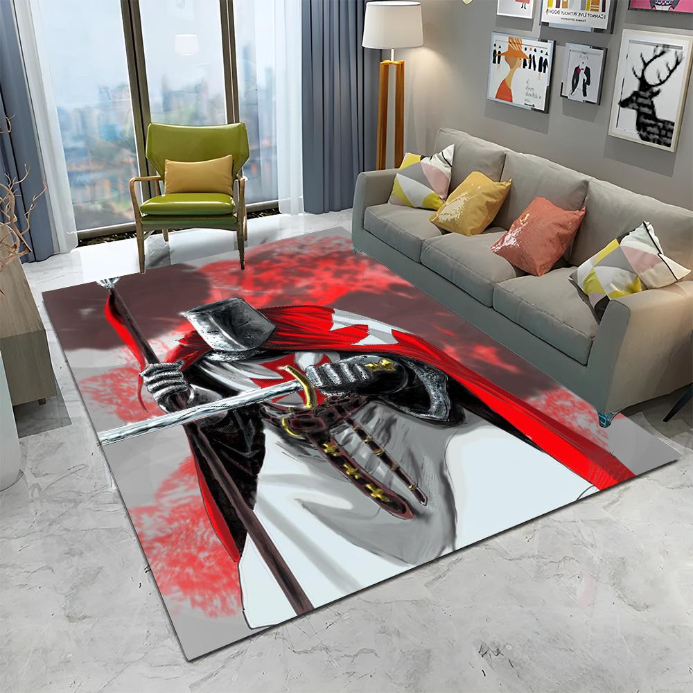 Ковер с изображением тамплиера, рыцаря-крестоносца, для игр, для дома, гостиной, спальни, дивана, прихожей, декора, коврик, нескользящий коврик