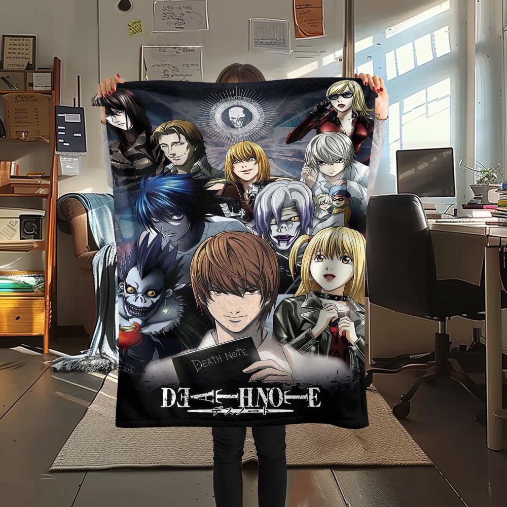 1Pc Death Note Print Flannel Blanket High Quality Warm Comfortable Cover for All Seasons Perfect for Gifts Home Decor