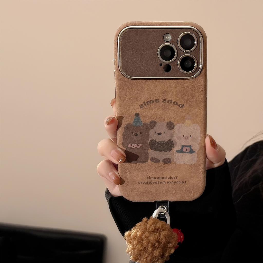 Autumn and Winter Cartoon Animals for IPhone16 Mobile Phone Case for Apple 15promax Suede 14 Hair Ball Rope 17