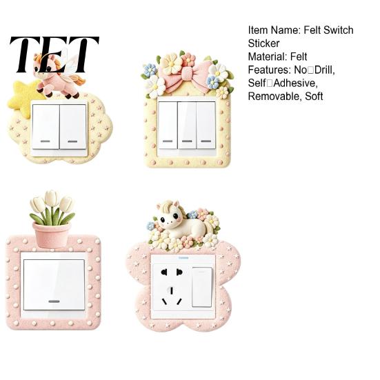 86 Type Socket Protective Covers 4Pcs Felt Switch Plate Cover, Cute Pony Light Sticker, Decorative Home Accents for Walls Self?Adhesive Protector,