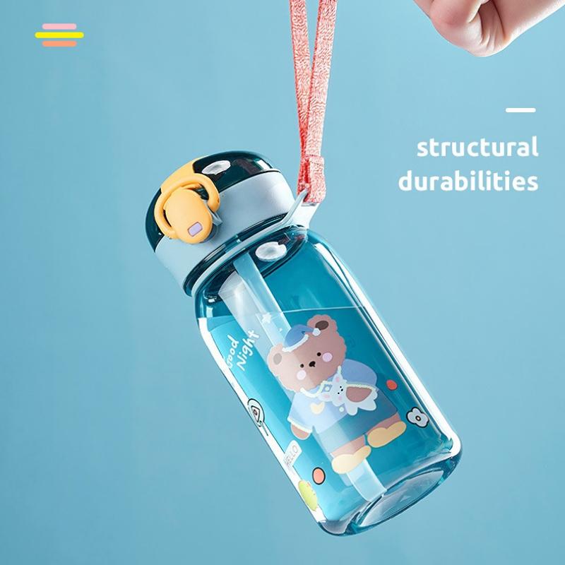 400 мл мультяшная бутылка для воды, герметичная бутылка для воды для спорта на открытом воздухе, портативная фитнес-кружка, милая мультяшная детская посуда для питья