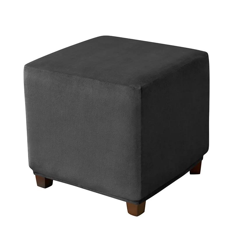 Elastic Square Ottoman Cover Stretch Velvet Footstool Covers Living Room Bedroom Footrest Stool Covers Furniture Protector