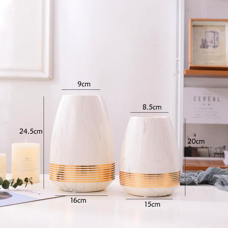 Мраморный дизайн Керамическая ваза Золотая круглая ваза для цветов Водный контейнер для посадки растений Центральная часть Украшение для дома Свадебный подарок