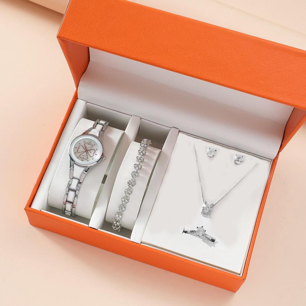 Набор женских универсальных кварцевых наручных часов из 5 предметов со стальным браслетом