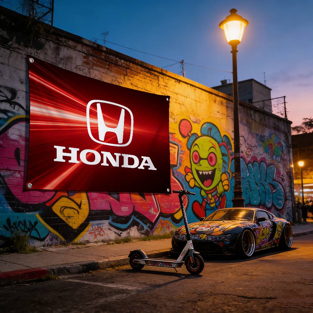 Motorcycle For HONDA Premium Flag 120g Polyester Eco Friendly Print Waterproof Wear Resistant Home Party Decor Banner