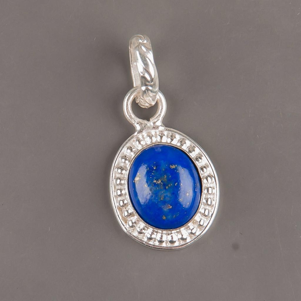 Natural Lapis Lazuli Gemstone 925 Sterling Silver Jewelry Handmade Pendant 1.20" PP-7-20