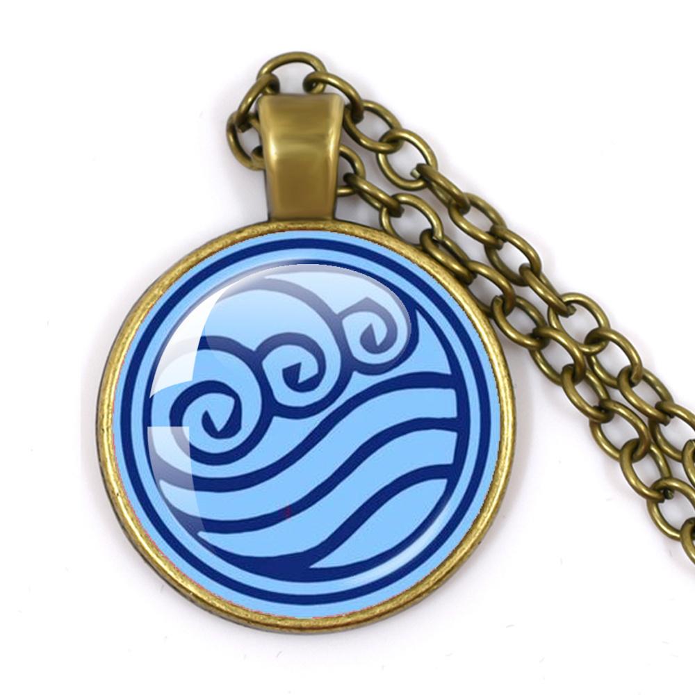 Anime The Last Airbender Fire And Water Tribe Elements Of Water Earth Fire And Air Dome Glass Cabochon Necklace Gift