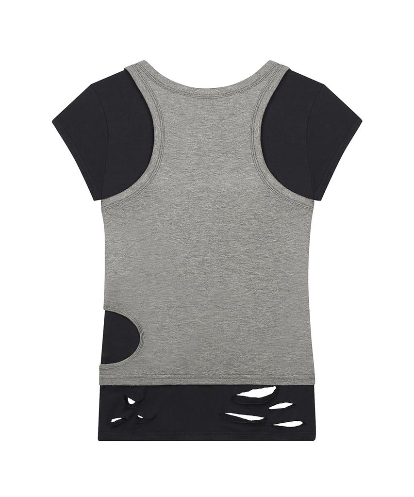 LUVISTRUE Sy Damage Layered Tee(Navy)