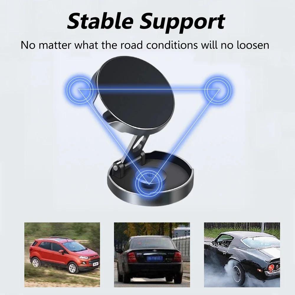 Strong Magnetic Mobile Phone Stand 720° Foldable Round Bracket Car Holder Support for Universal Phones Mount Holders In Car