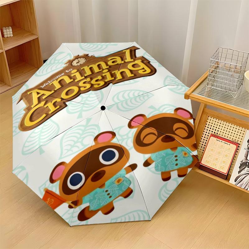 Animal Crossing Windproof Auto 8 Rib Folding Umbrella Portable Outdoor Parasol