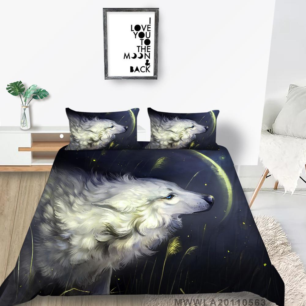 2023 New Style 3D Wolf Printed Single King Size Luxury Duvet Cover Set with Bedding Pillow Home Textiles Duvet Cover Sets