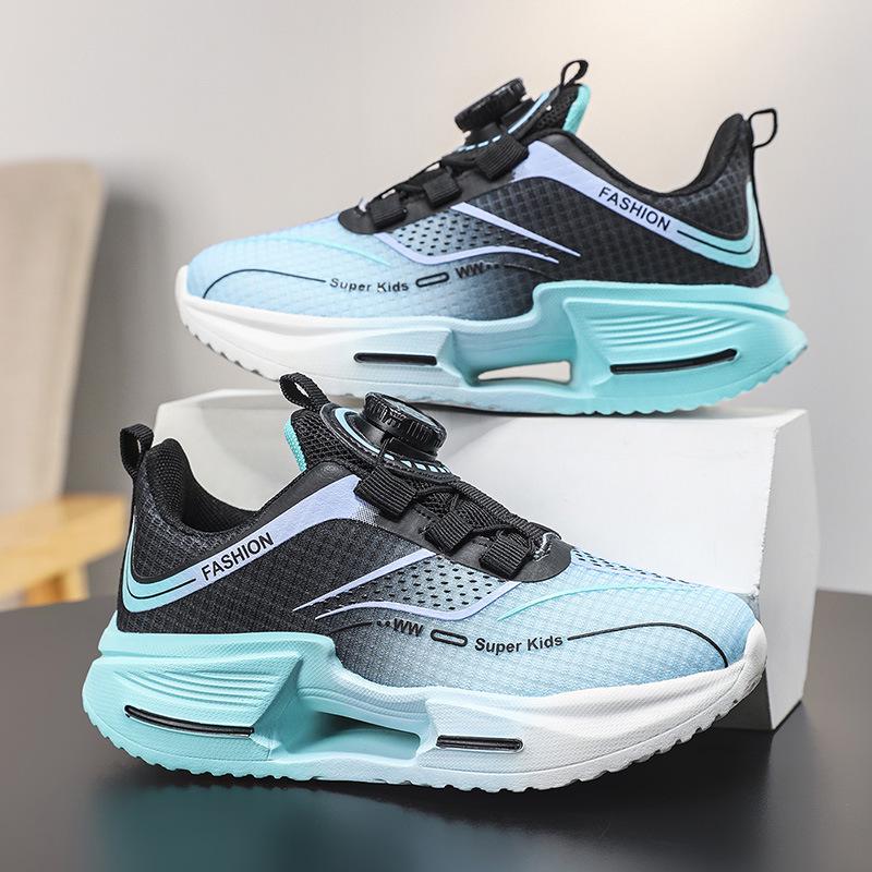 Легкие детские кроссовки с вращающейся застежкой - Нескользящие, удобные, дышащие кроссовки для улицы для мальчиков и девочек