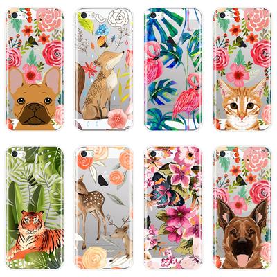 Чехол для телефона для Apple iPhone 4 4S 5 5C 5S SE, силиконовый чехол с цветком, мопс, собака, кошка, фламинго, лиса, олень, мягкая задняя крышка для iPhone 4 5 S