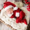 0-1Month Baby Photo Outfit Christmas Jumpsuit Santa Hat Newborn Photography Costume Set Infant Photoshooting Suit 2pcs